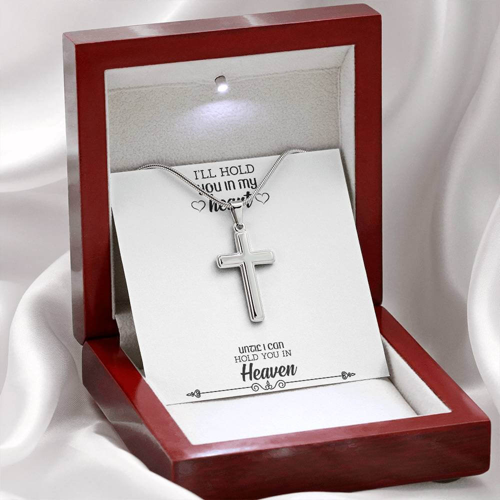 Artisan Crafted Cross Necklace 14K White Gold Finish