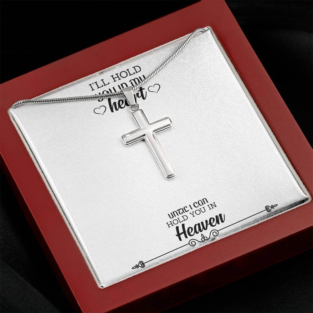 Artisan Crafted Cross Necklace 14K White Gold Finish