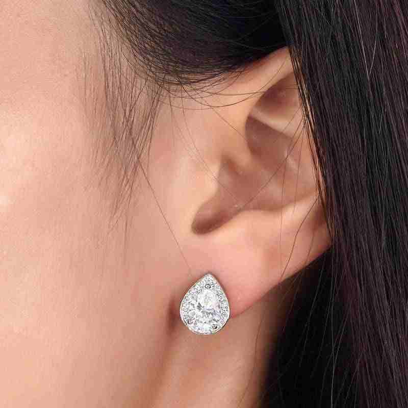 1 Ct Pear Cut 925 Sterling Silver Stud Earrings - The Sparkle Place