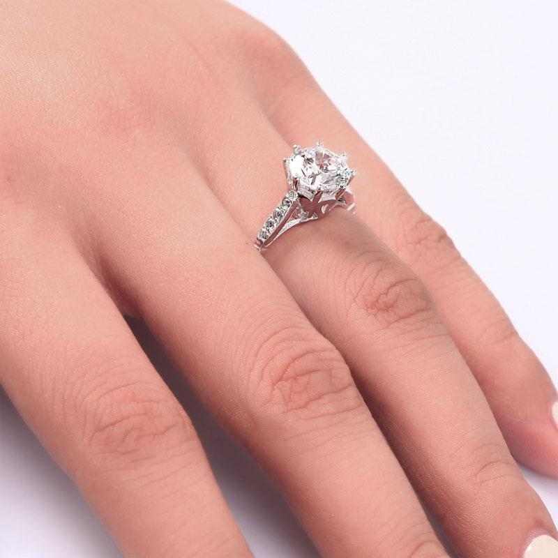 2 carat diamond sterling silver ring Clearance