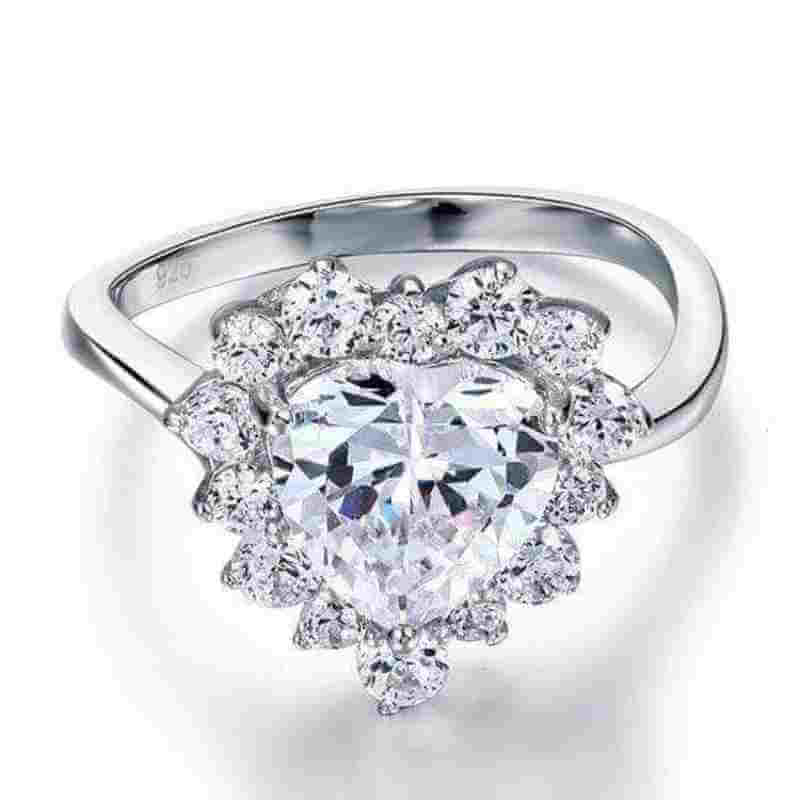 2.5Ct Heart Cut Solid 925 Sterling Silver Ring - The Sparkle Place