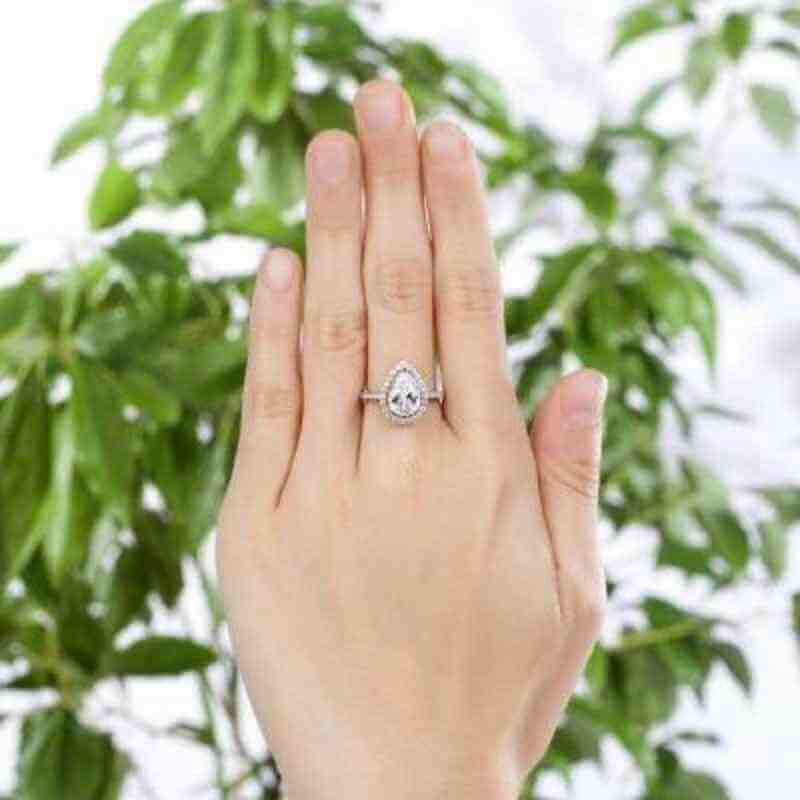 2ct Pear Cut Sterling Silver Ring - The Sparkle Place