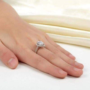 2ct Pear Cut Sterling Silver Ring - The Sparkle Place