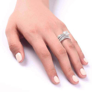 3-in-1 Diamond Princess Solid Silver Ring Set - The Sparkle Place