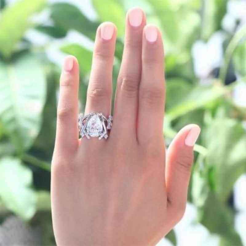4 Carat Pear Cut Solid 925 Silver Ring - The Sparkle Place
