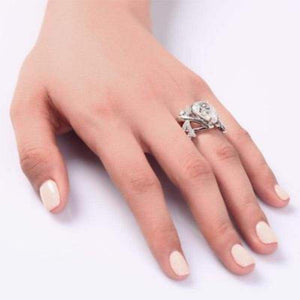 4 Carat Pear Cut Solid 925 Silver Ring - The Sparkle Place