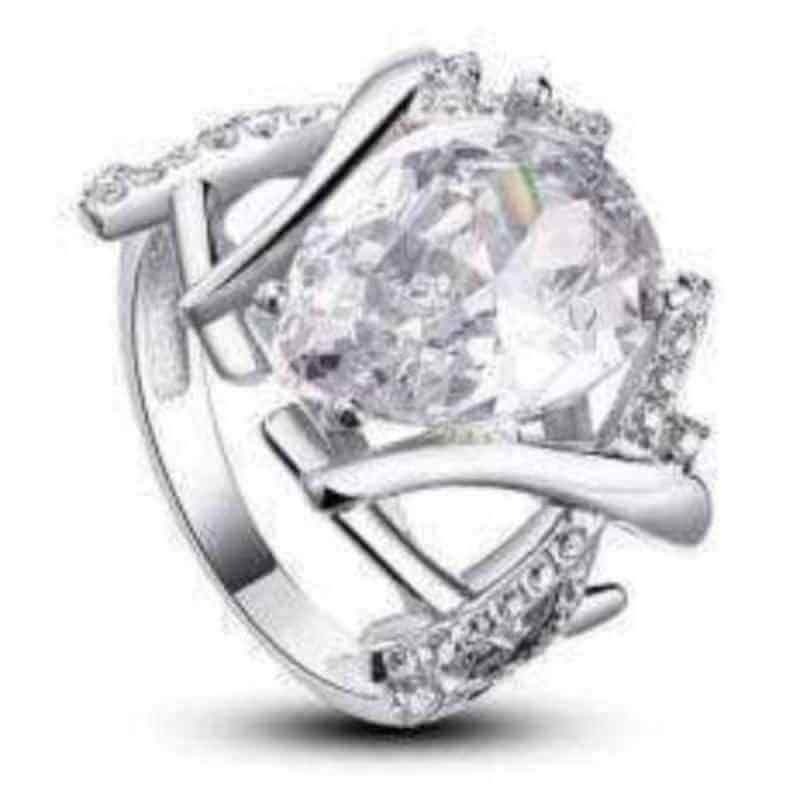 4 Carat Pear Cut Solid 925 Silver Ring - The Sparkle Place