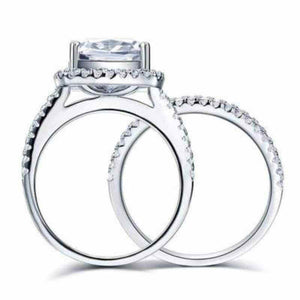 5 Carat Cushion Cut Solid 925 Sterling Silver Two Ring Set - The Sparkle Place