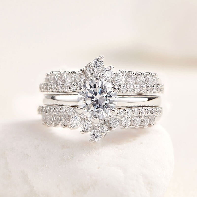 Art Deco Solid 925 Sterling Silver Wedding Ring Set - The Sparkle Place