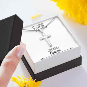 Artisan Crafted 14k White Gold Finish Cross Necklace - The Sparkle Place