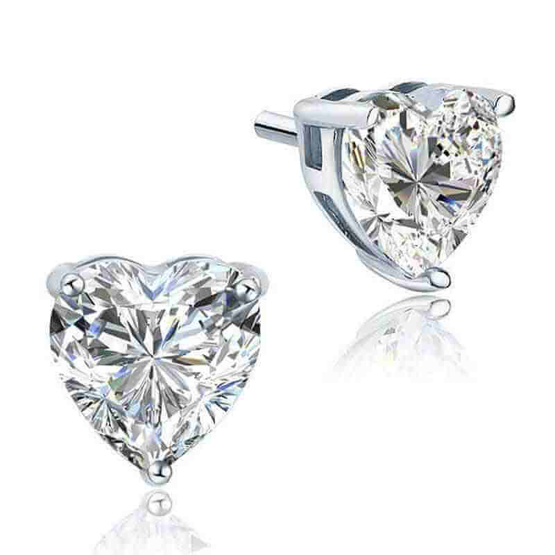 Big Bling Heart Earrings Solid 925 Sterling Silver - The Sparkle Place