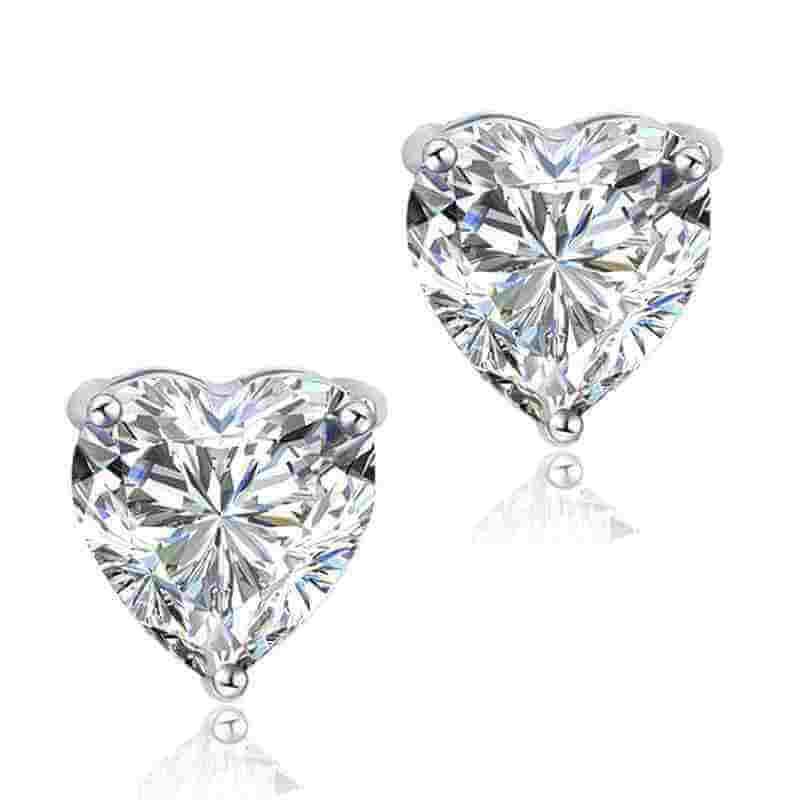 Big Bling Heart Earrings Solid 925 Sterling Silver - The Sparkle Place