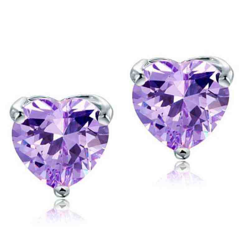 Big Bling Heart Earrings Solid 925 Sterling Silver - The Sparkle Place