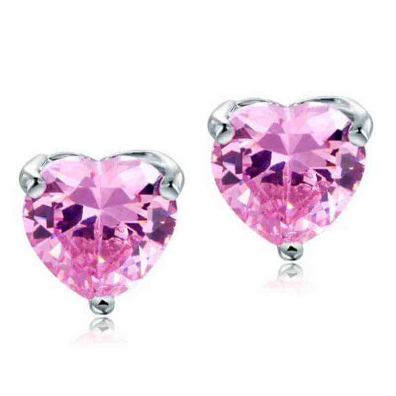 Big Bling Heart Earrings Solid 925 Sterling Silver - The Sparkle Place