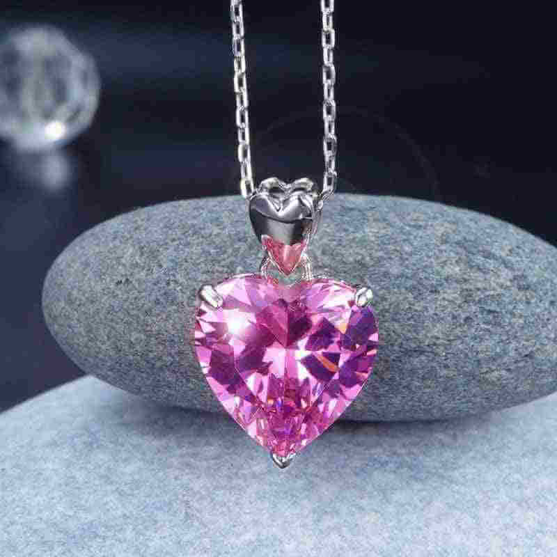 Big Bling Heart Pendant Necklace Solid 925 Sterling Silver - The Sparkle Place