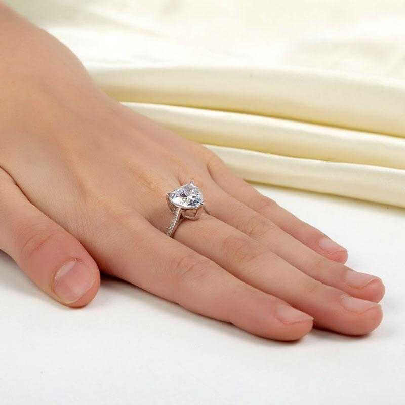 Big Bling Heart Ring 925 Sterling Silver - The Sparkle Place