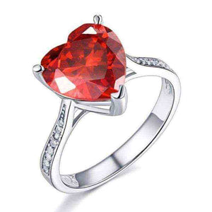 Big Bling Heart Ruby Red Ring Solid 925 Sterling Silver - The Sparkle Place