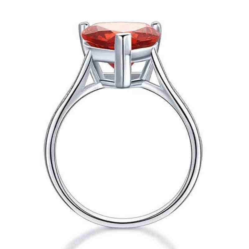 Big Bling Heart Ruby Red Ring Solid 925 Sterling Silver - The Sparkle Place