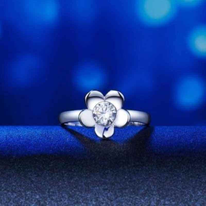 Butterfly Flower Solid Silver Ring Set - The Sparkle Place