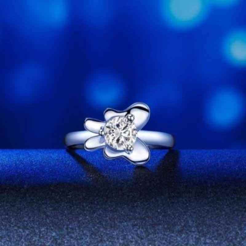 Butterfly Flower Solid Silver Ring Set - The Sparkle Place