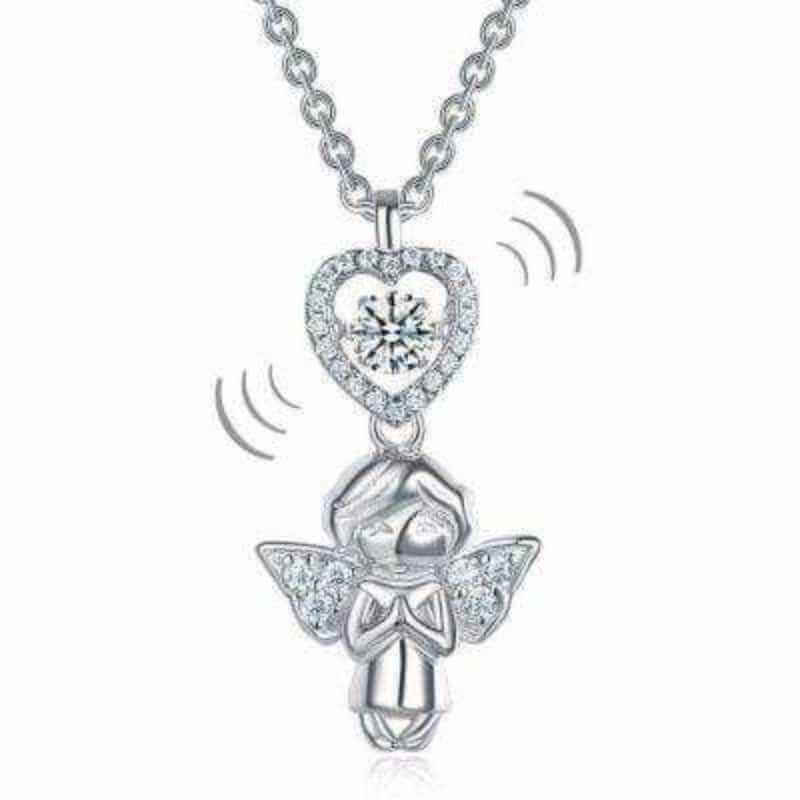 Child Angel Dancing Stone Necklace Solid 925 Sterling Silver - The Sparkle Place