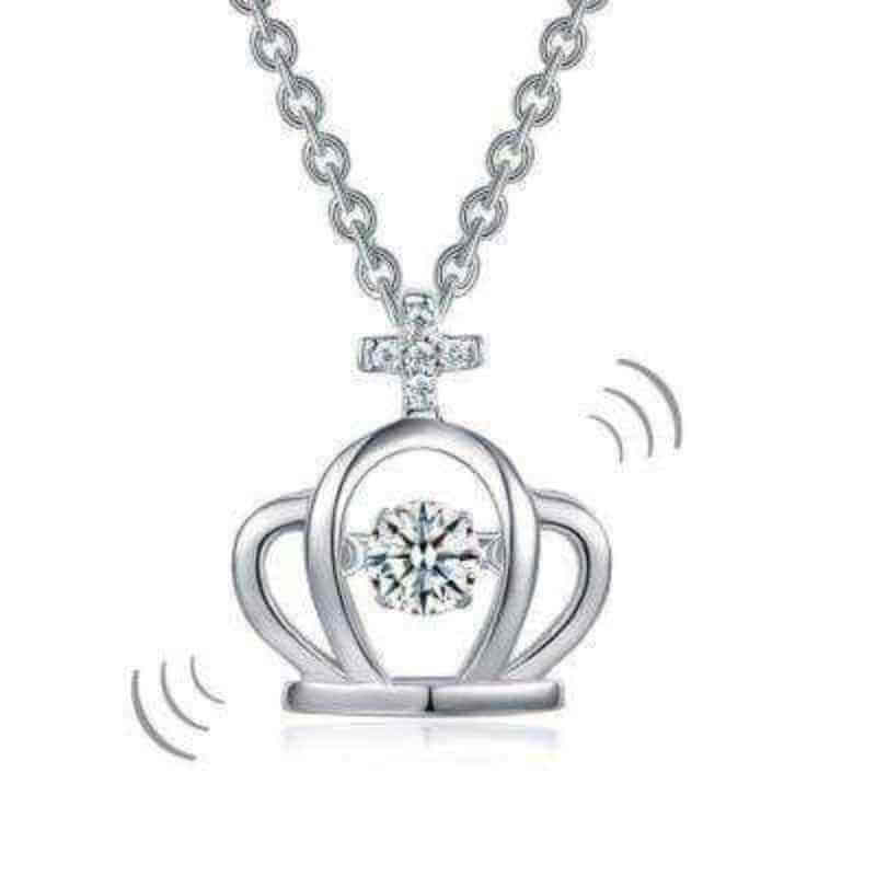 Child Crown Dancing Stone Necklace Solid 925 Sterling Silver - The Sparkle Place