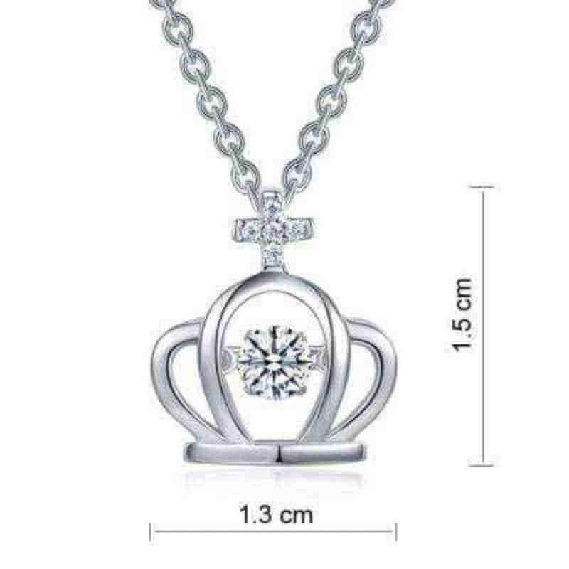 Child Crown Dancing Stone Necklace Solid 925 Sterling Silver - The Sparkle Place