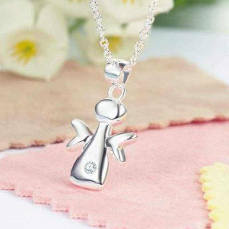 Children Angel Necklace Solid 925 Sterling Silver - The Sparkle Place