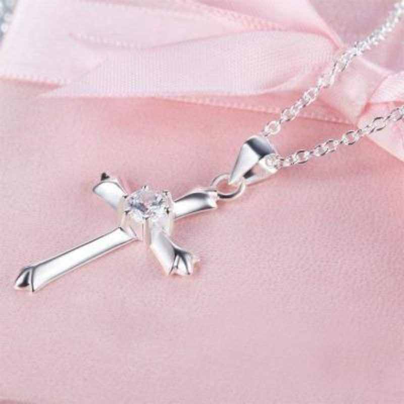 Children Cross Necklace Solid 925 Sterling Silver - The Sparkle Place