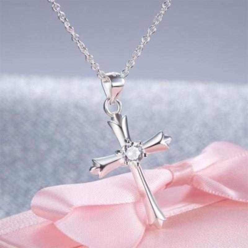 Children Cross Necklace Solid 925 Sterling Silver - The Sparkle Place