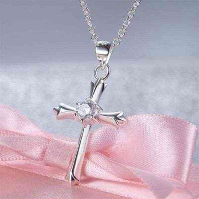 Children Cross Necklace Solid 925 Sterling Silver - The Sparkle Place