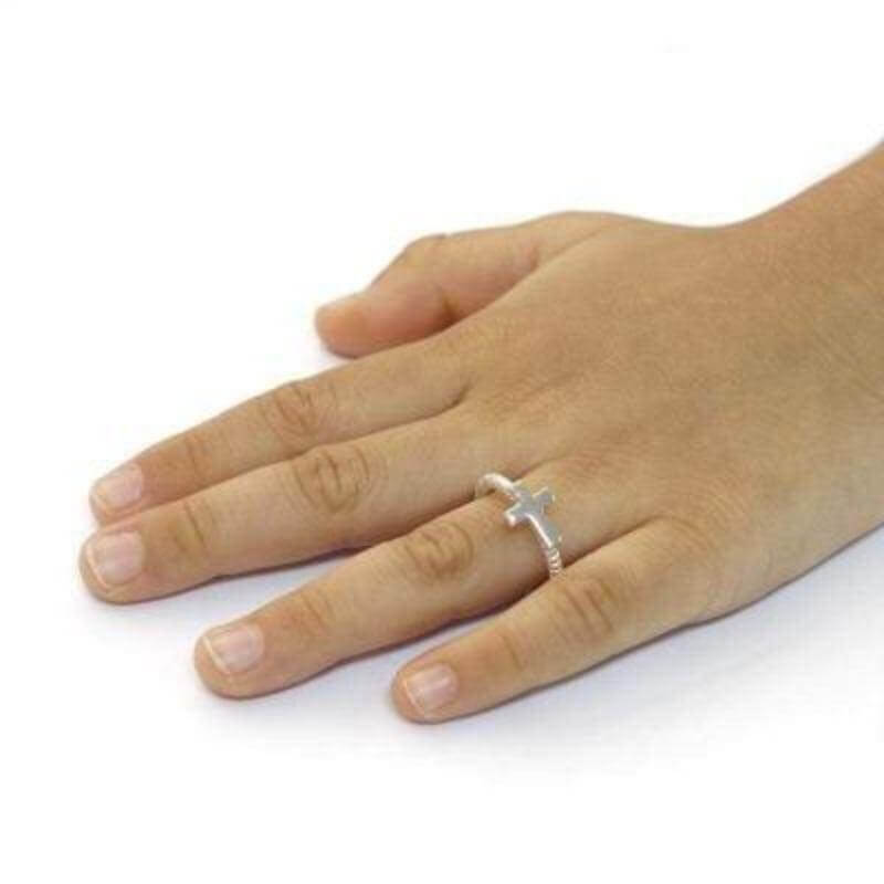 Children Cross Ring Solid 925 Sterling Silver - The Sparkle Place