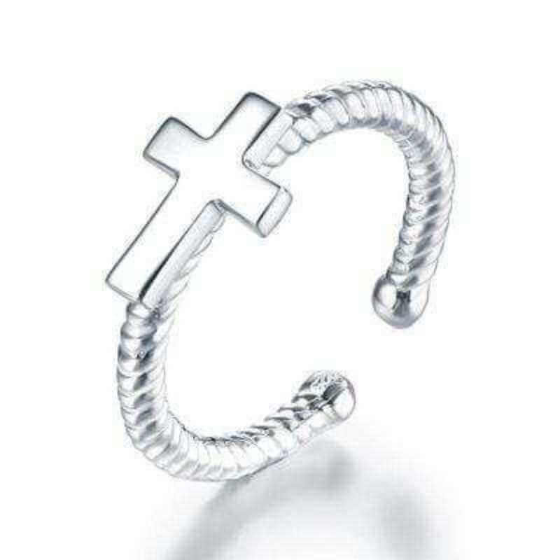 Children Cross Ring Solid 925 Sterling Silver - The Sparkle Place