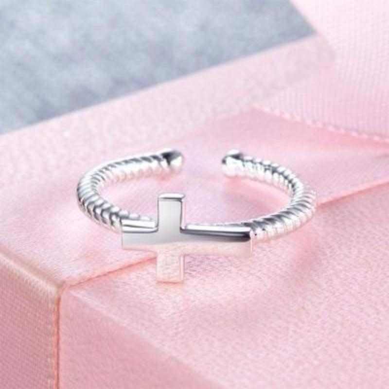 Children Cross Ring Solid 925 Sterling Silver - The Sparkle Place