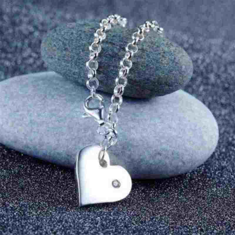 Children Dangle Heart Solid 925 Sterling Silver Bracelet - The Sparkle Place