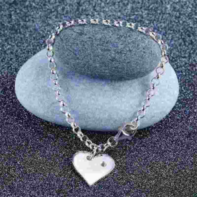 Children Dangle Heart Solid 925 Sterling Silver Bracelet - The Sparkle Place