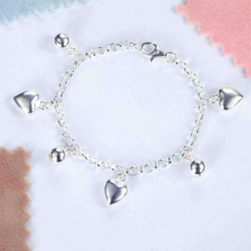 Children Dangle Hearts Bracelet Solid 925 Sterling Silver - The Sparkle Place