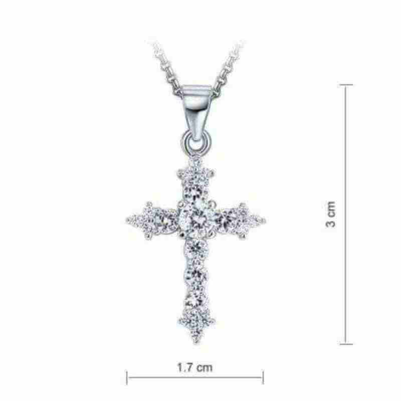 Created Diamond Solid 925 Silver Cross Necklace - The Sparkle Place