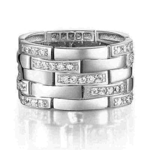 Created Diamond Weave Solid 925 Sterling Ring - The Sparkle Place