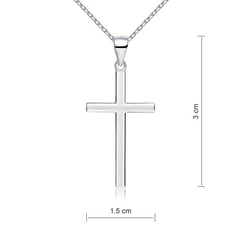 Cross Pendant Necklace in Solid 925 Sterling Silver - The Sparkle Place