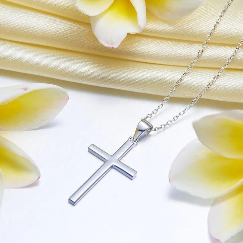 Cross Pendant Necklace in Solid 925 Sterling Silver - The Sparkle Place