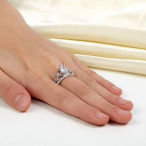 Crown Ring Pear Diamond Solid 925 Sterling Silver - The Sparkle Place