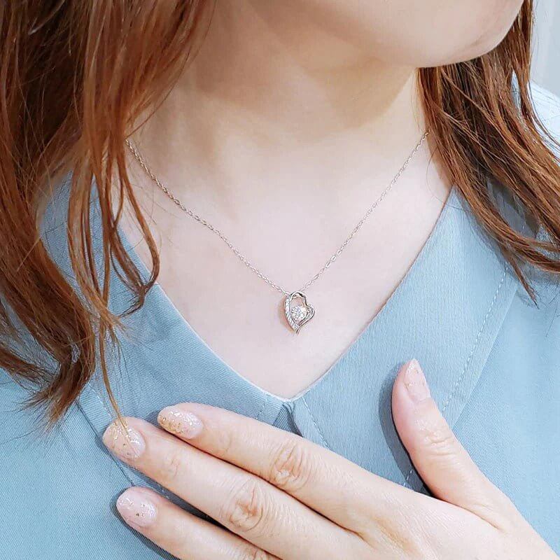 Dancing Moissanite Diamond Heart Necklace Solid 925 Sterling Silver - The Sparkle Place