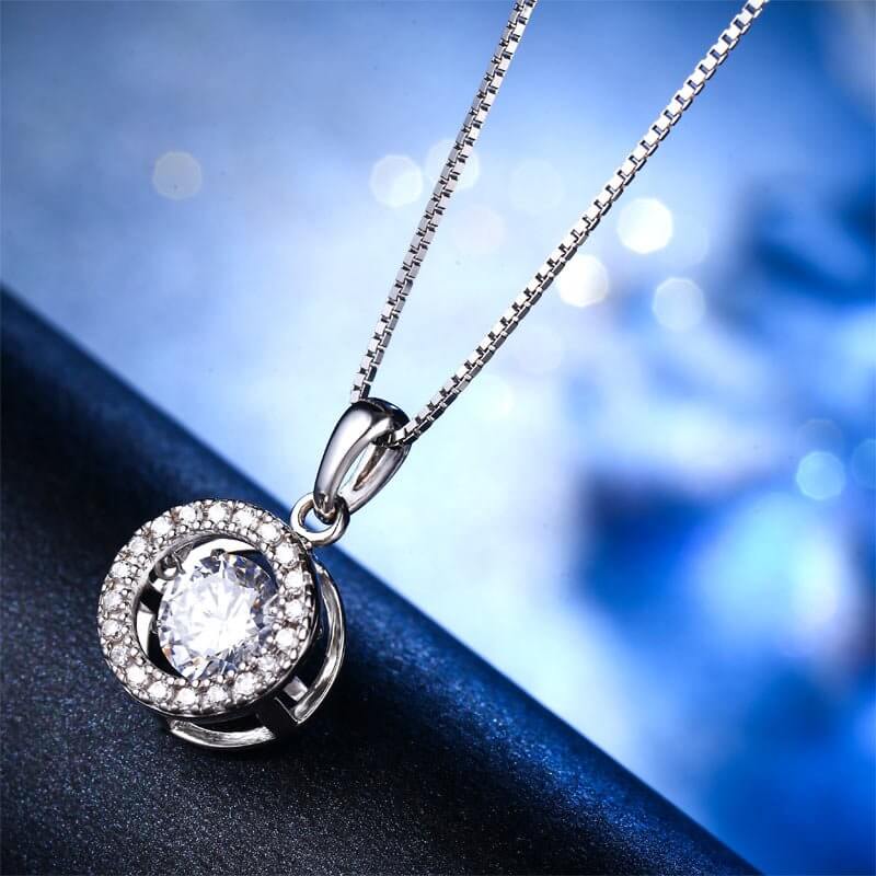 Dancing Stone Circle of Love Solid 925 Silver Necklace - The Sparkle Place