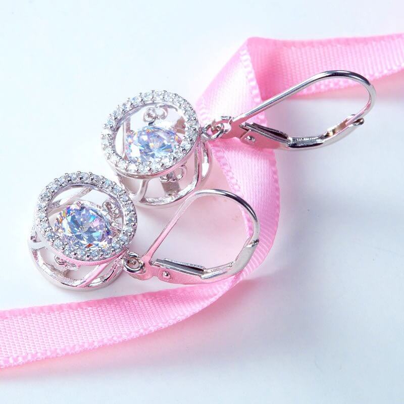 Dancing Stone Dangle Solid 925 Silver Earrings - The Sparkle Place