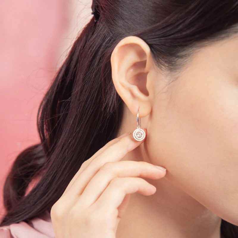 Dancing Stone Halo Dangle Solid Silver Earrings - The Sparkle Place