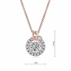 Dancing Stone Halo Necklace Solid 925 Sterling Silver in Rose Gold - The Sparkle Place
