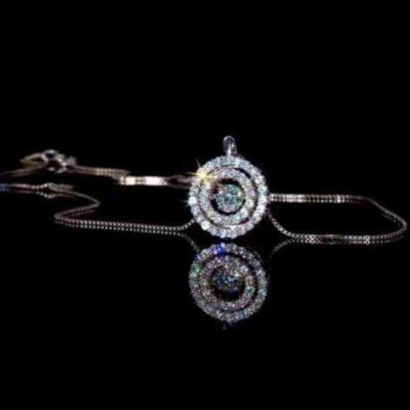 Dancing Stone Halo Solid Silver Necklace - The Sparkle Place