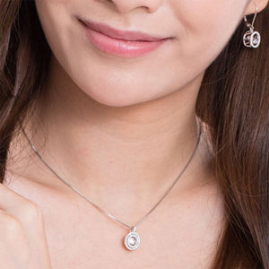 Dancing Stone Halo Solid Silver Necklace - The Sparkle Place