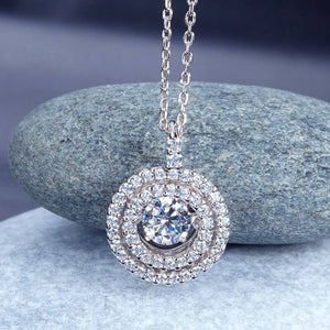 Dancing Stone Halo Solid Silver Necklace - The Sparkle Place
